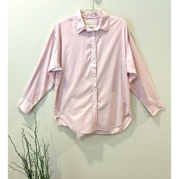 J. CREW PREMIUM WOMEN 12 XL RELAXED FIT SHIRT COTTON BLUSH PINK ROUNDED HEM MINT - Picture 2 of 10